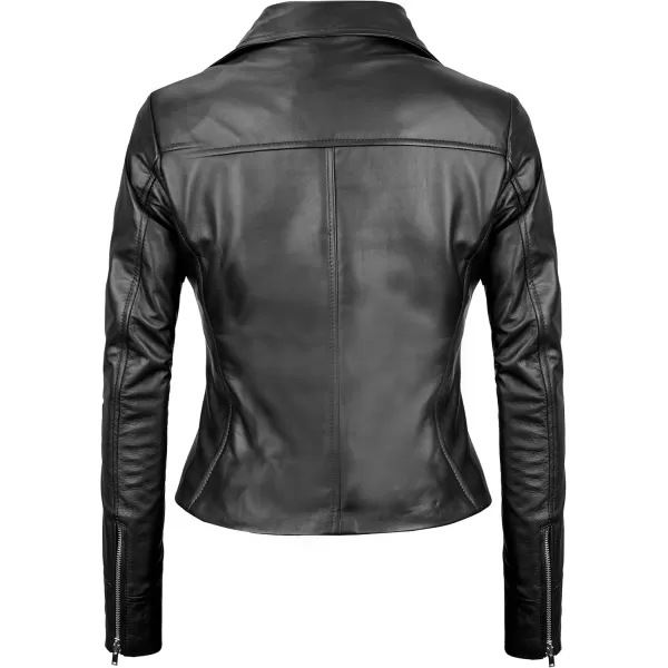 imageBlingsoul Womens Real Leather Motorcycle Jacket  Asymmetrical Leather Jackets for WomenBlack  Ninfa Jacket