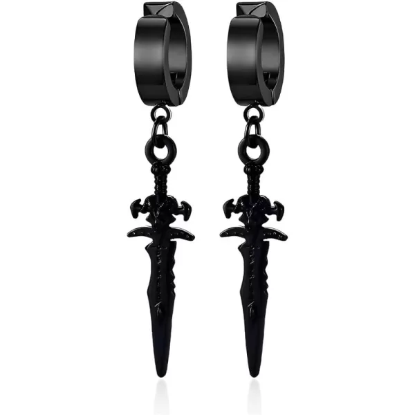 imageBlingsoul Dragon Earrings for Women  Black Dangle Sword Earrings Spike Jewelry Gifts for WomenSword Earrings