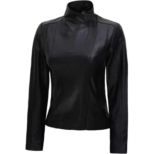 imageBlingsoul Womens Real Leather Motorcycle Jacket  Asymmetrical Leather Jackets for WomenBlack  Arezzo Jacket