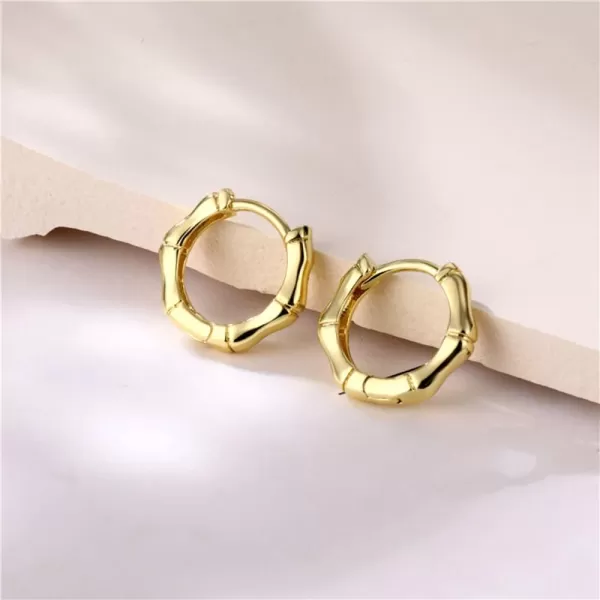 imageBlingsoul 14K Gold Plated Lightweight Gold Hoops Earrings  Small Hoop Earrings for WomenBamboo Hoop