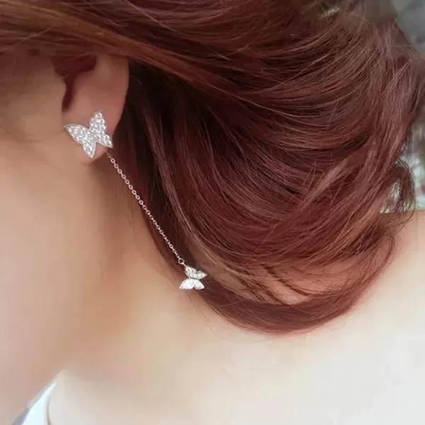 imageBlingsoul Long Star Earrings  Sparkly Crystal Dangle Earrings for Women Jewelry GiftButterflry Earrings