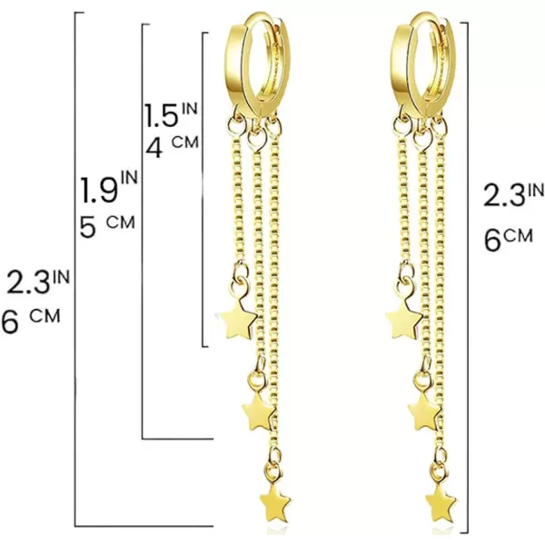 imageBlingsoul Long Star Earrings  Sparkly Crystal Dangle Earrings for Women Jewelry GiftDangle Earrings  Gold