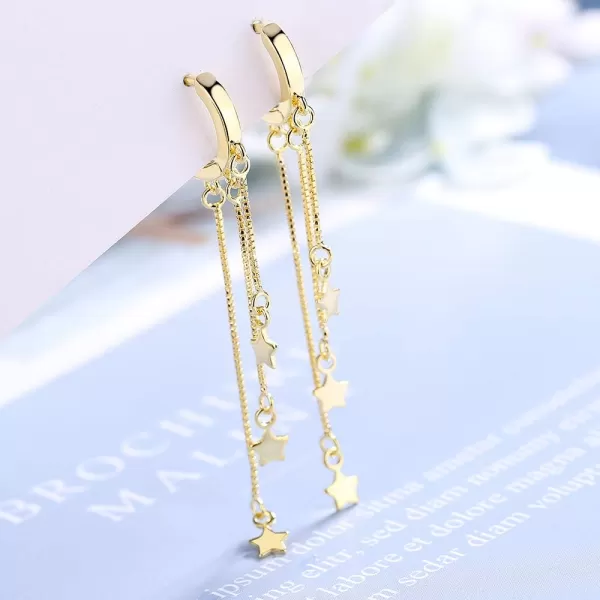 imageBlingsoul Long Star Earrings  Sparkly Crystal Dangle Earrings for Women Jewelry GiftDangle Earrings  Gold