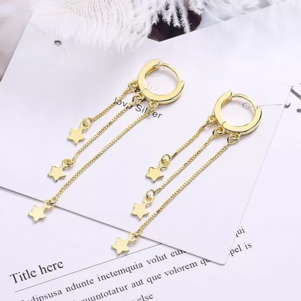 imageBlingsoul Long Star Earrings  Sparkly Crystal Dangle Earrings for Women Jewelry GiftDangle Earrings  Gold