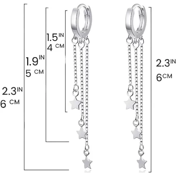 imageBlingsoul Long Star Earrings  Sparkly Crystal Dangle Earrings for Women Jewelry GiftDangle Earrings  Silver