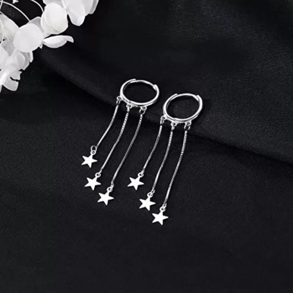 imageBlingsoul Long Star Earrings  Sparkly Crystal Dangle Earrings for Women Jewelry GiftDangle Earrings  Silver