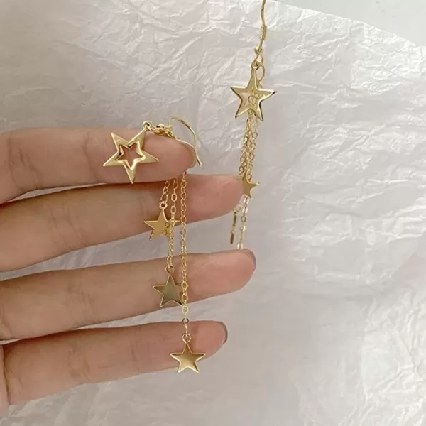 imageBlingsoul Long Star Earrings  Sparkly Crystal Dangle Earrings for Women Jewelry GiftStar Earrings  Gold