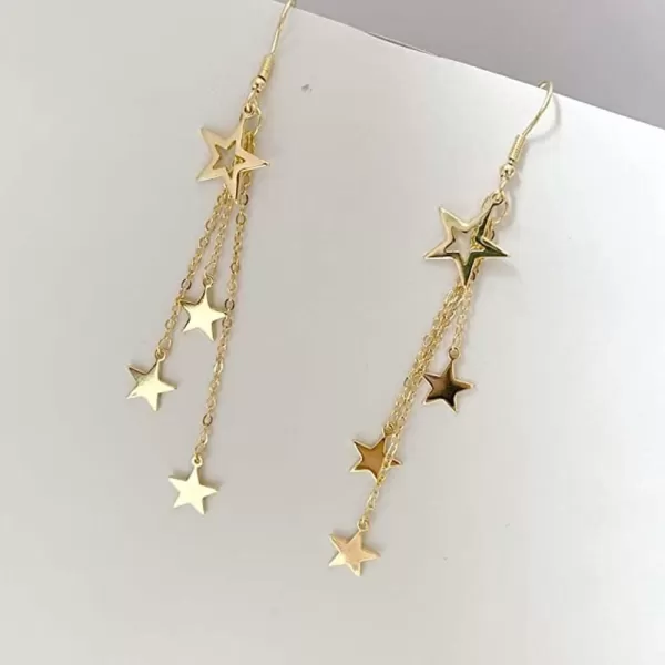 imageBlingsoul Long Star Earrings  Sparkly Crystal Dangle Earrings for Women Jewelry GiftStar Earrings  Gold