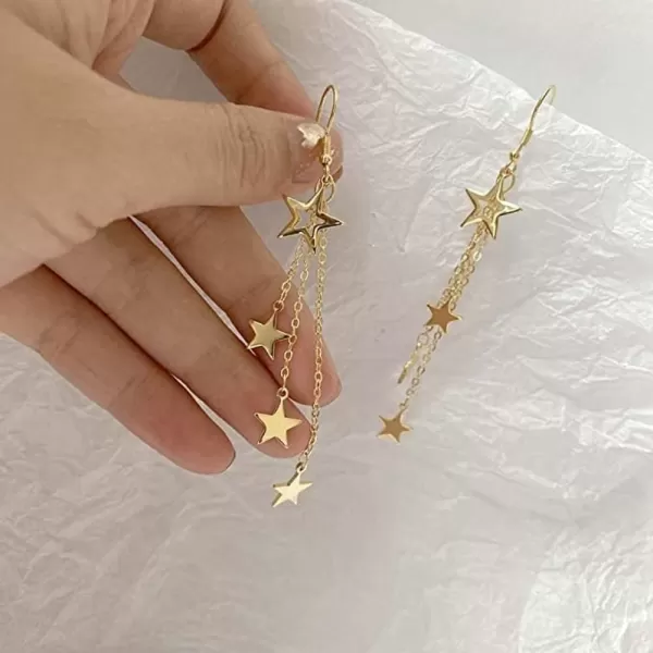 imageBlingsoul Long Star Earrings  Sparkly Crystal Dangle Earrings for Women Jewelry GiftStar Earrings  Gold