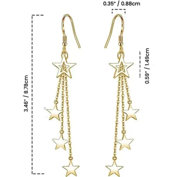 imageBlingsoul Long Star Earrings  Sparkly Crystal Dangle Earrings for Women Jewelry GiftStar Earrings  Gold