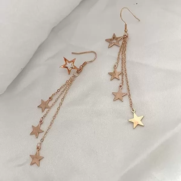 imageBlingsoul Long Star Earrings  Sparkly Crystal Dangle Earrings for Women Jewelry GiftStar Earrings  Rose Gold