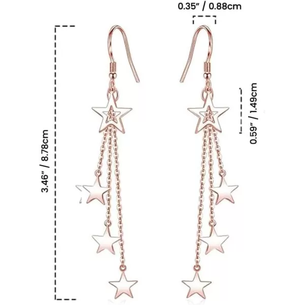 imageBlingsoul Long Star Earrings  Sparkly Crystal Dangle Earrings for Women Jewelry GiftStar Earrings  Rose Gold