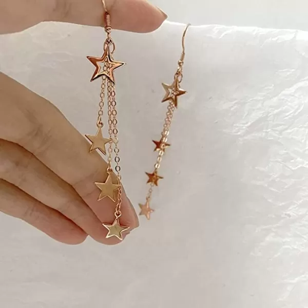 imageBlingsoul Long Star Earrings  Sparkly Crystal Dangle Earrings for Women Jewelry GiftStar Earrings  Rose Gold