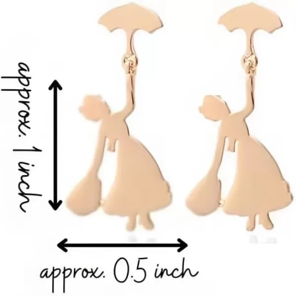 imageBlingsoul Mary Dangle Earrings  Poppins Flying Umbrella Fashion Earring for WomenPopps Gold Earrings