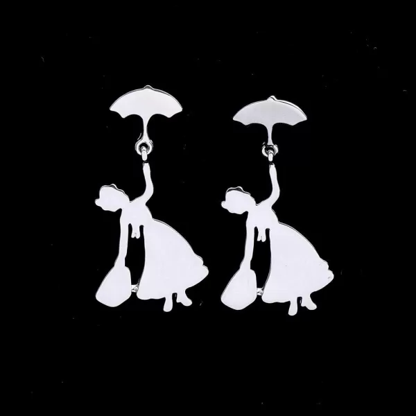 imageBlingsoul Mary Dangle Earrings  Poppins Flying Umbrella Fashion Earring for WomenPopps Silver Earrings