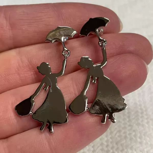 imageBlingsoul Mary Dangle Earrings  Poppins Flying Umbrella Fashion Earring for WomenPopps Silver Earrings