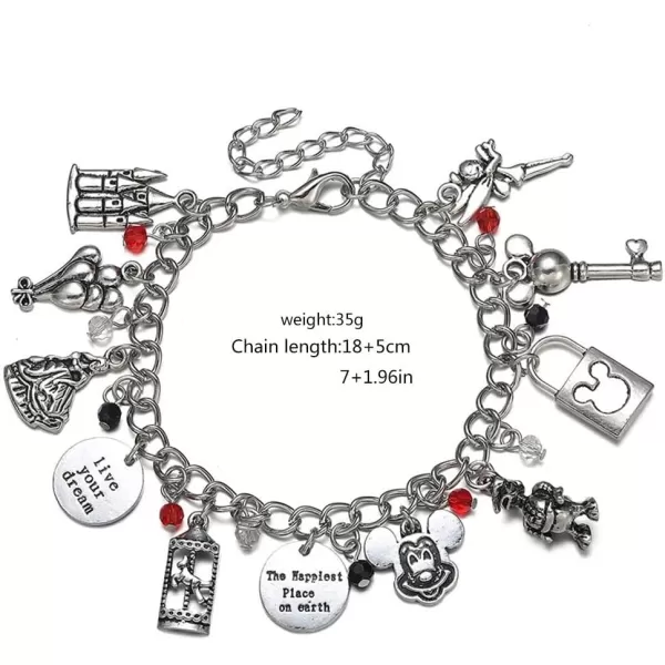 imageBlingsoul Movies Charm Bracelet  Trendy Adjustable Gold and Sterling Silver Charm Bracelets for WomenMickey Charm Bracelet