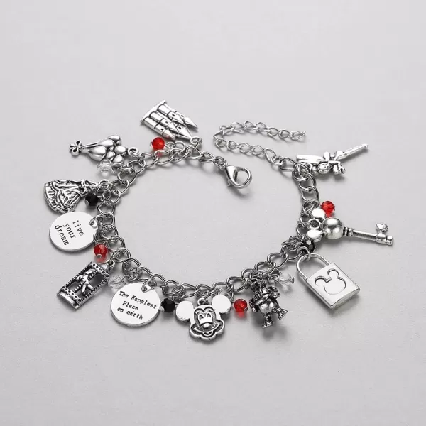 imageBlingsoul Movies Charm Bracelet  Trendy Adjustable Gold and Sterling Silver Charm Bracelets for WomenMickey Charm Bracelet