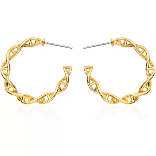 imageBlingsoul 14K Gold Plated Lightweight Gold Hoops Earrings  Small Hoop Earrings for WomenDNA Hoop