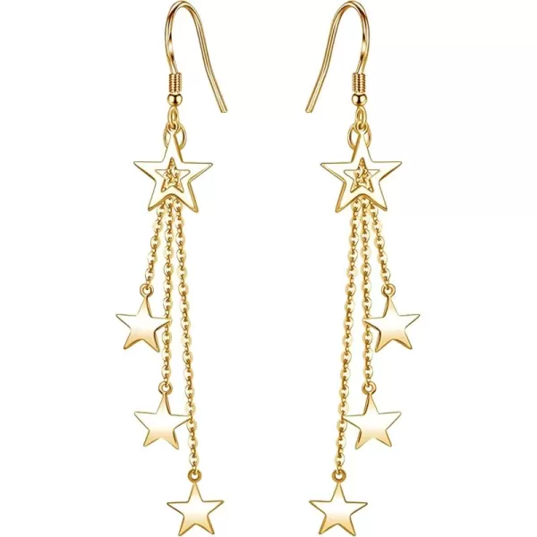 imageBlingsoul Long Star Earrings  Sparkly Crystal Dangle Earrings for Women Jewelry GiftStar Earrings  Gold