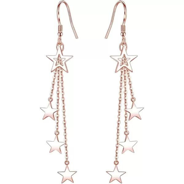 imageBlingsoul Long Star Earrings  Sparkly Crystal Dangle Earrings for Women Jewelry GiftStar Earrings  Rose Gold