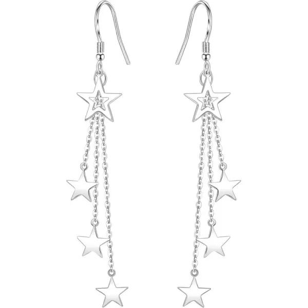 imageBlingsoul Long Star Earrings  Sparkly Crystal Dangle Earrings for Women Jewelry GiftStar Earrings  Silver