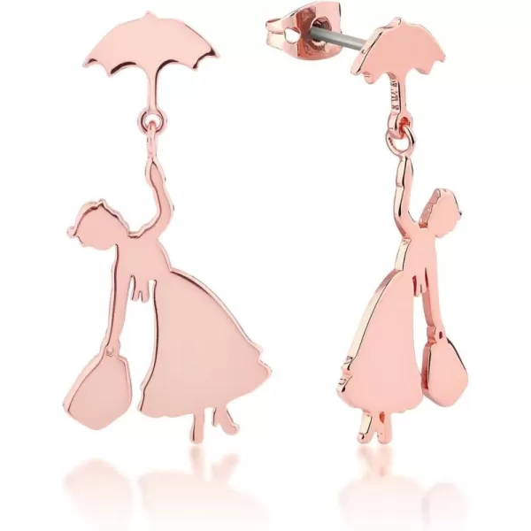 imageBlingsoul Mary Dangle Earrings  Poppins Flying Umbrella Fashion Earring for WomenRose Gold Earrings