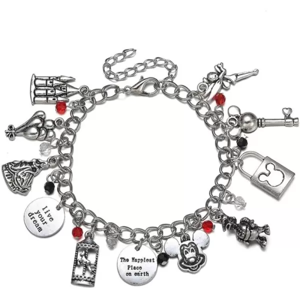 imageBlingsoul Movies Charm Bracelet  Trendy Adjustable Gold and Sterling Silver Charm Bracelets for WomenMickey Charm Bracelet