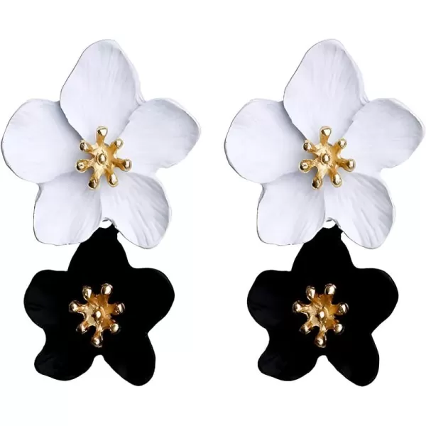 imageBlingsoul Statement Earrings for Women  Elegant Womens Dangle Drop EarringsDouble Flower Earrings