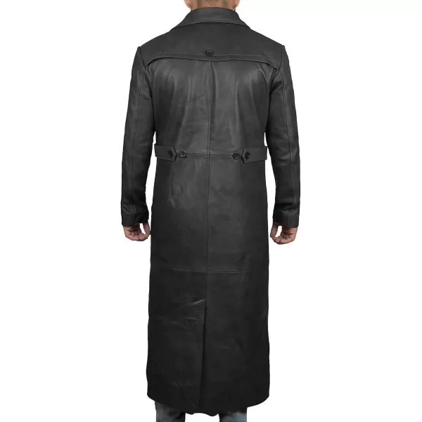 imageBrown Winter Trench Coat Men  Distressed Black Real Leather Long OvercoatBlack  Real Leather Coat