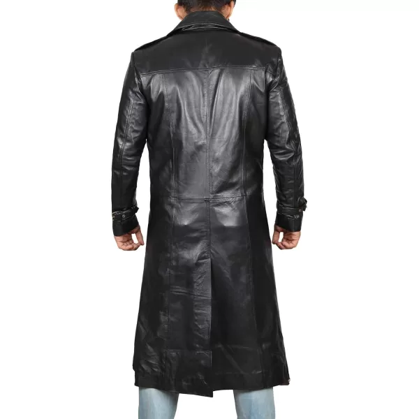 imageBrown Winter Trench Coat Men  Distressed Black Real Leather Long OvercoatPunish  Black Leather Coat