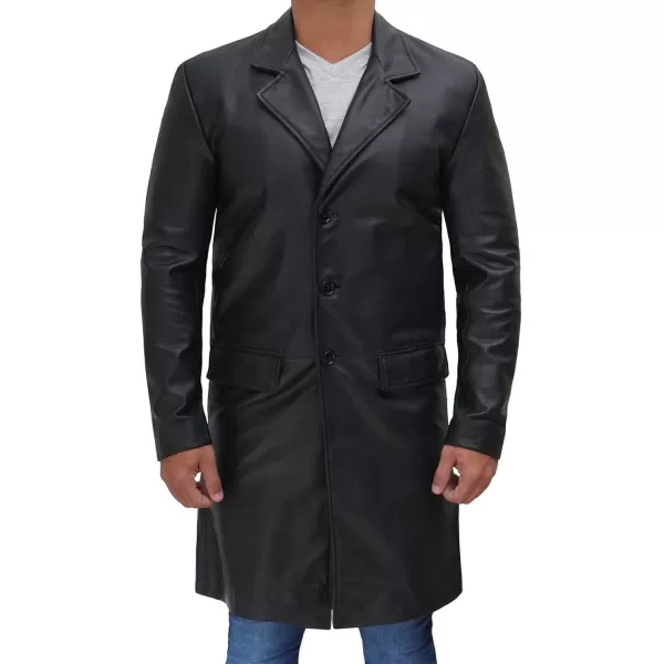 imageBrown Winter Trench Coat Men  Distressed Black Real Leather Long OvercoatWalking  Black Coat