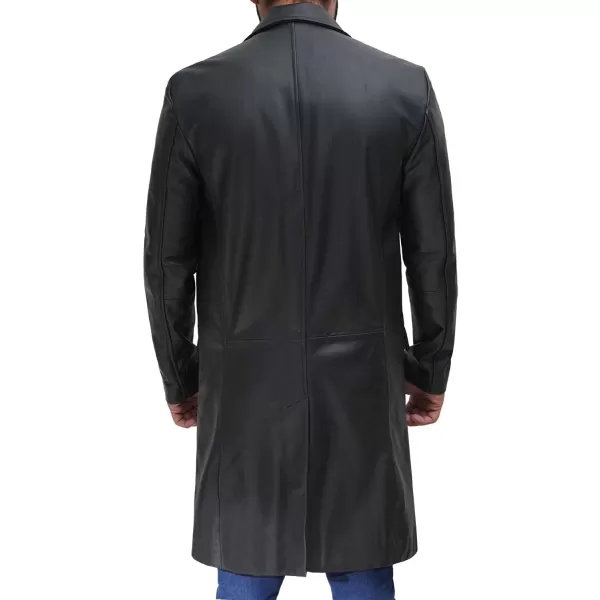 imageBrown Winter Trench Coat Men  Distressed Black Real Leather Long OvercoatWalking  Black Coat