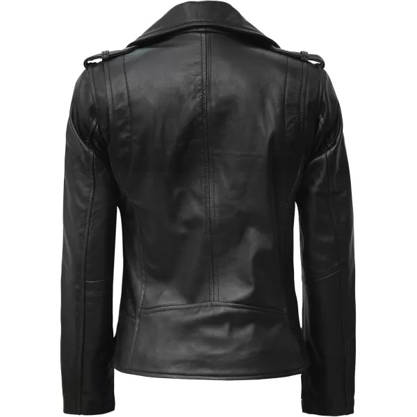 imageBlingsoul Real Lambskin Leather Jacket Women  Asymmetrical Style Womens Leather JacketsKirsten  Black Jacket