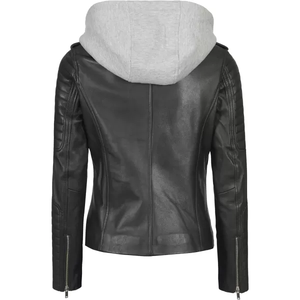 imageBlingsoul Real Lambskin Leather Jacket Women  Womens Leather Jackets With Detachable HoodBagheria  Black Jacket