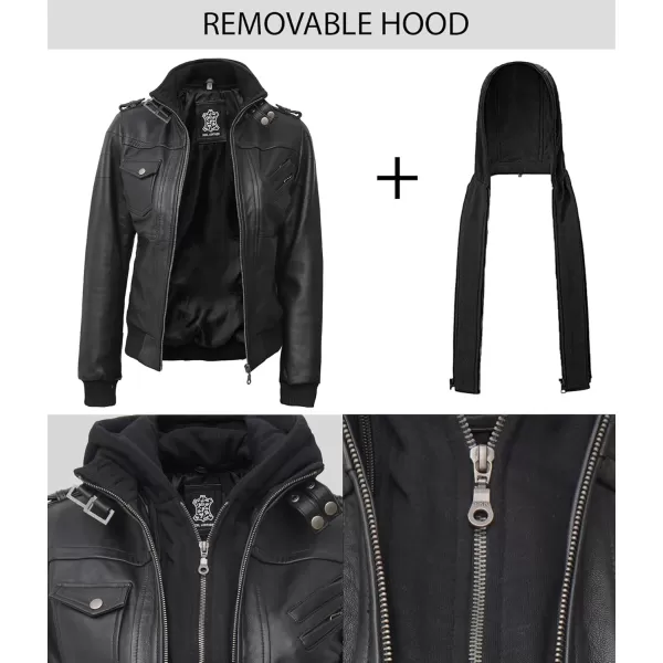 imageBlingsoul Real Lambskin Leather Jacket Women  Womens Leather Jackets With Detachable HoodEdinburgh  Black Jacket