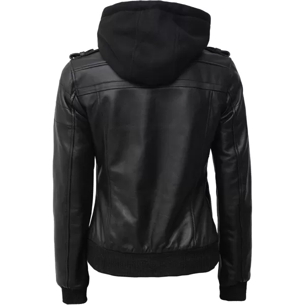 imageBlingsoul Real Lambskin Leather Jacket Women  Womens Leather Jackets With Detachable HoodEdinburgh  Black Jacket