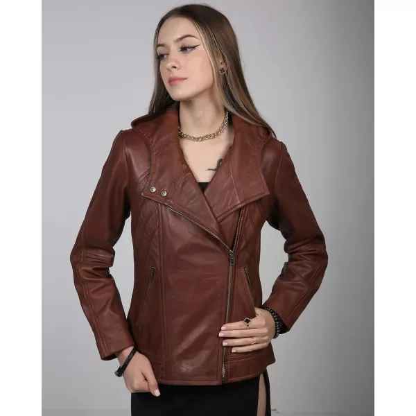 imageBlingsoul Real Lambskin Leather Jacket Women  Womens Leather Jackets With Detachable HoodGeorgetta  Brown Jacket