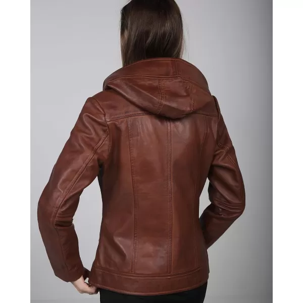 imageBlingsoul Real Lambskin Leather Jacket Women  Womens Leather Jackets With Detachable HoodGeorgetta  Brown Jacket