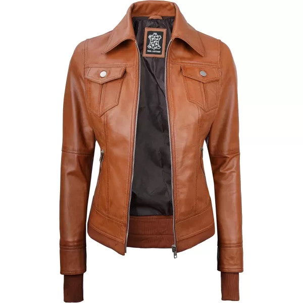 imageBlingsoul Real Lambskin Leather Jacket Women  Womens Leather Jackets With Detachable HoodTralee  Brown Jacket