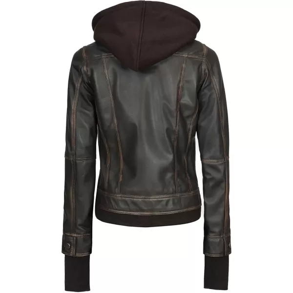 imageBlingsoul Real Lambskin Leather Jacket Women  Womens Leather Jackets With Detachable HoodTralee  Ruboff Brown Jacket