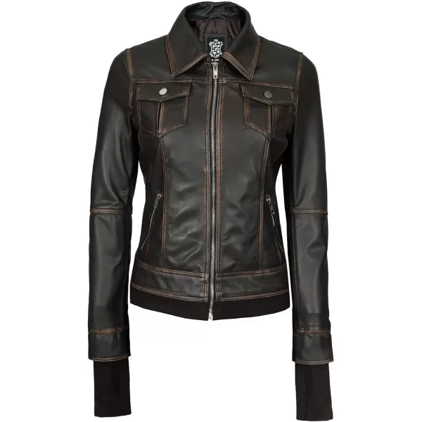 imageBlingsoul Real Lambskin Leather Jacket Women  Womens Leather Jackets With Detachable HoodTralee  Ruboff Brown Jacket