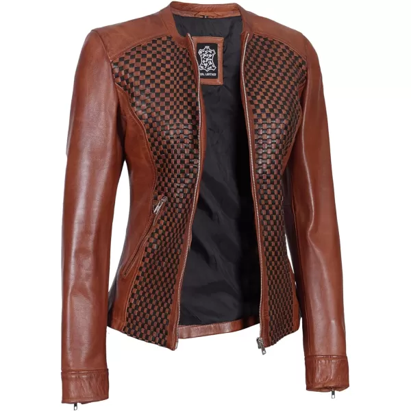 imageBlingsoul Real Leather Jacket For Women Womens Cafe Racer Style Leather JacketsMaude  Brown Jacket