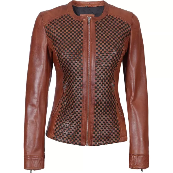 imageBlingsoul Real Leather Jacket For Women Womens Cafe Racer Style Leather JacketsMaude  Brown Jacket