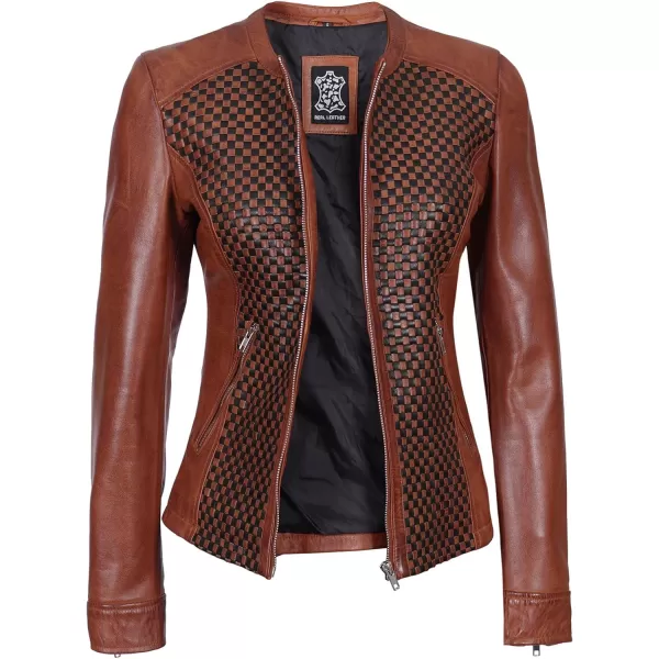 imageBlingsoul Real Leather Jacket For Women Womens Cafe Racer Style Leather JacketsMaude  Brown Jacket