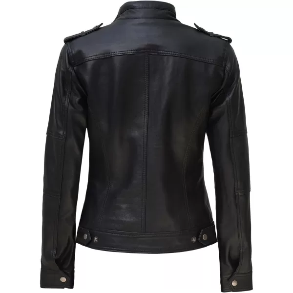 imageBlingsoul Real Leather Jacket For Women Womens Cafe Racer Style Leather JacketsTavares  Black Jacket