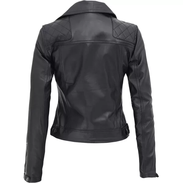 imageBlingsoul Real Leather Jackets For Women  Womens Asymmetrical Leather Motorcycle JacketBlack  Asti Jacket