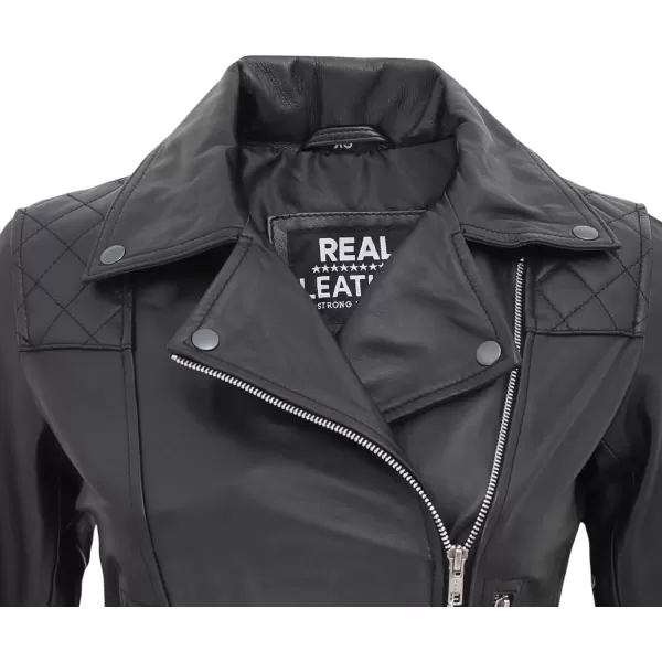 imageBlingsoul Real Leather Jackets For Women  Womens Asymmetrical Leather Motorcycle JacketBlack  Asti Jacket