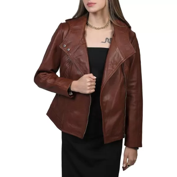 imageBlingsoul Real Lambskin Leather Jacket Women  Womens Leather Jackets With Detachable HoodGeorgetta  Brown Jacket