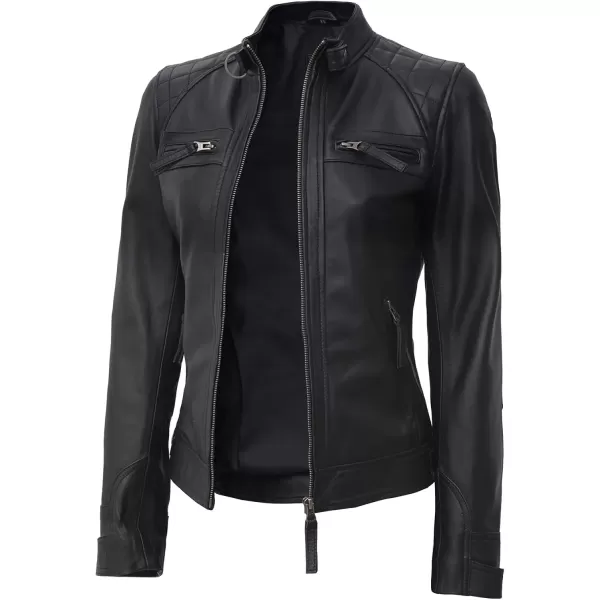 imageBlingsoul Brown Leather Jacket Women  Cafe Racer Black Womens Leather JacketsDiamond1  Black Jacket